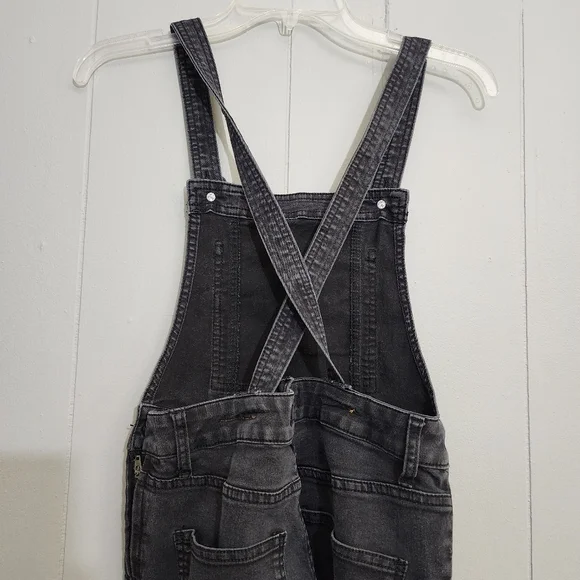 Free People Black Denim Skinny Jeans Overalls - Picture 9 of 13